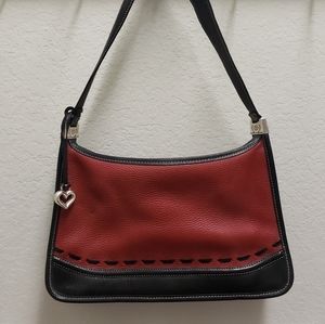 Brighton Handbag Red Black Leather Zipper Closure